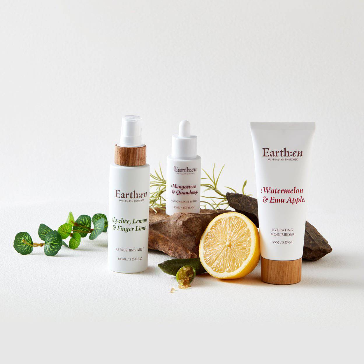 Earth:en Normal to Dry Skin Trio | Mist + Serum + Hydrating moisturiser - Earth:en